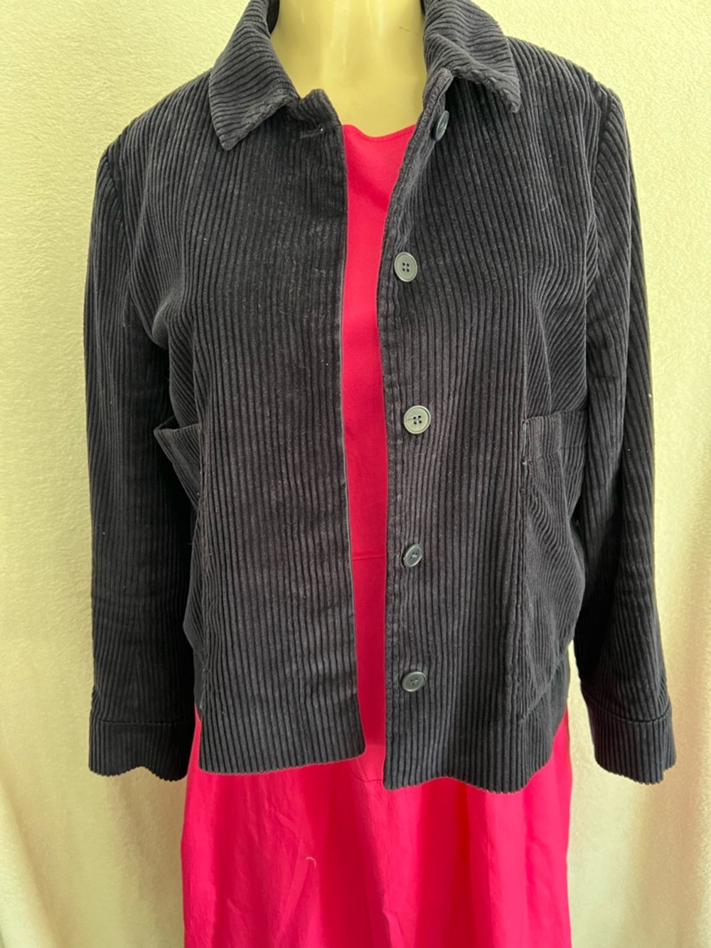 COS dark blue Corduroy Button-Front Jacket Sz 12